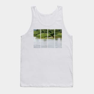 Lake with swans and ducks in the water. Relax in the nature. Sunny summer day in Poland. Tank Top